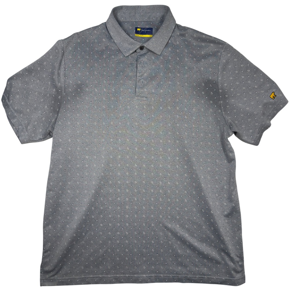 Jack Nicklaus Polo Shirt Large L Short Sleeve Micro Paisley Golf Grey